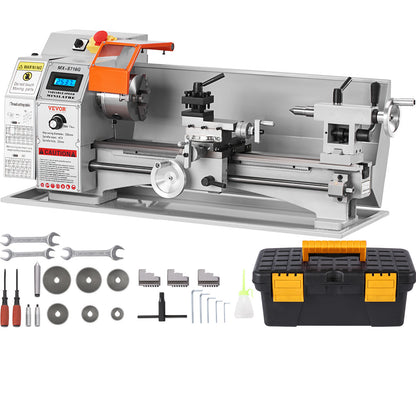 Metaaldraaibank – Mini Draaibank – Precisiedraaibank – Benchtop Draaibank – Metaalbewerking Machine – 7'' x 16'' Compact – 800W Borstelloze Motor