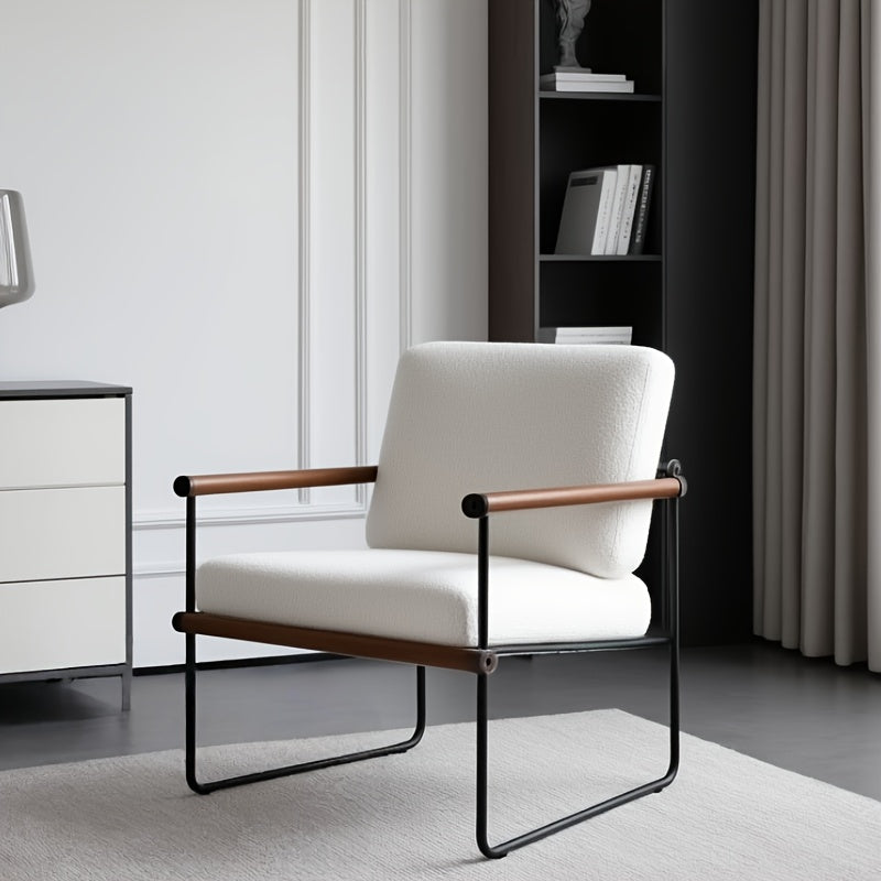 Fauteuil – Accentstoel – Relaxstoel – Loungefauteuil – Zetel – Stevig Metalen Frame – Zachte Sponsvulling – Compact 60x60x80 cm – Hout & Multiplex