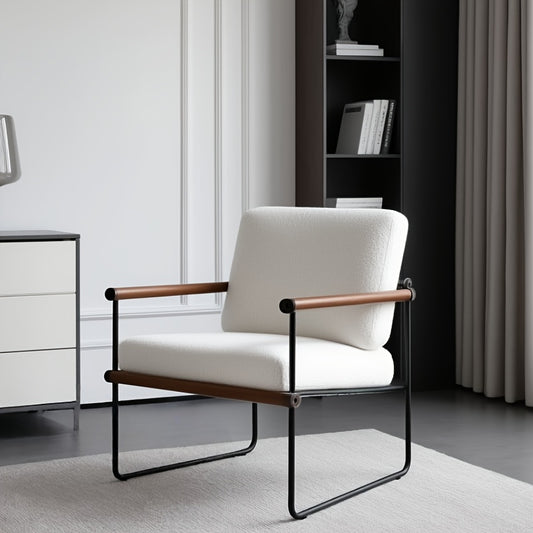 Fauteuil – Accentstoel – Relaxstoel – Loungefauteuil – Zetel – Stevig Metalen Frame – Zachte Sponsvulling – Compact 60x60x80 cm – Hout & Multiplex