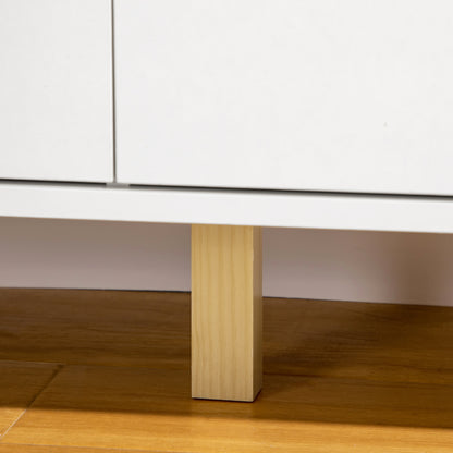 Commode – Ladekast – Opbergkast – Dressoir – Kast – 6 Lades – Scandinavisch Design – Wit Met Houten Poten – 120x40x76 cm – Stevig & Ruim
