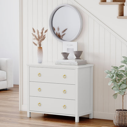 Modern 3-Drawer Dresser - Tall Freestanding Chest of Drawers with Non-Wood Storage Cabinet, Easy Assembly, Space-Saving Vertical Organizer Suitable for Bedroom, Living Room, Hallway - 80.01cm Wide 3.2+ Cubic Feet