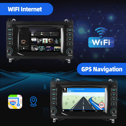 ESSGOO 2G+32GB Android 14 Car Stereo Auto Radio for Benz A/B Class for W169 for W245 for W639 Vito for W906 Sprinter Crafter Viano 7 Inch/17.78cm HD Screen with Wireless Carplayer, Android Auto, GPS NAVI WiFi FM RDS USB SWC M