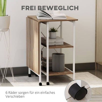 Bureautafel – Schrijftafel – Computerbureau – Inklapbaar Bureau – Mobiel Bureau Op Wieltjes – MDF Natuurlijk – Werkblad 107 x 55 cm
