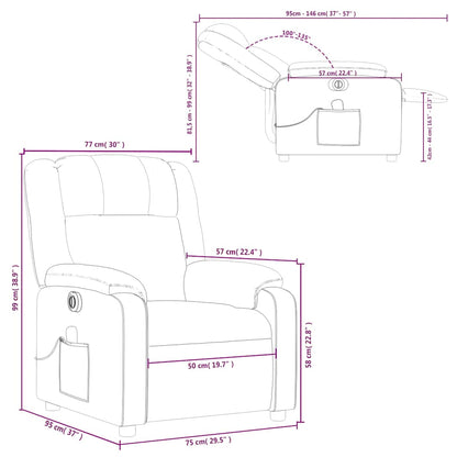 Elektrische Relaxfauteuil – Relaxstoel – Loungefauteuil – Elektrische Stoel – Massagefauteuil – Donkergrijs – 6 Massagepunten – Elektrische Verstelling 135°