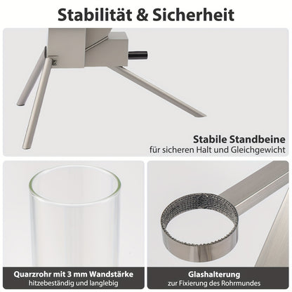 Tuinhaard – Terrashaard – Buitenhaard – Vuurkolom – Tuinkachel – RVS Metalen Constructie – Regelbare Vlamhoogte Zonder Elektriciteit