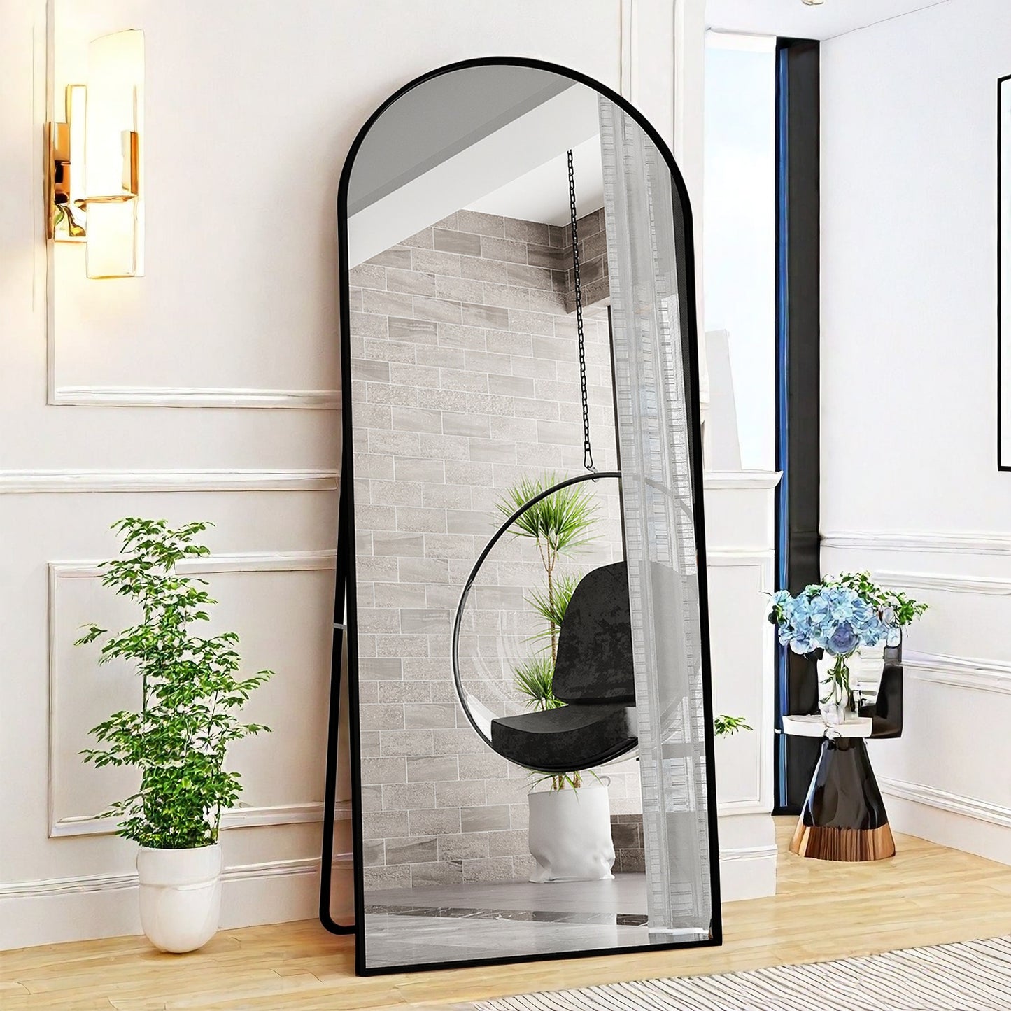 Boogspiegel – Staande Spiegel – Wandspiegel – Volledige Lengte Spiegel – Grote Slaapkamer Spiegel – 180 x 80 cm – Aluminium Frame