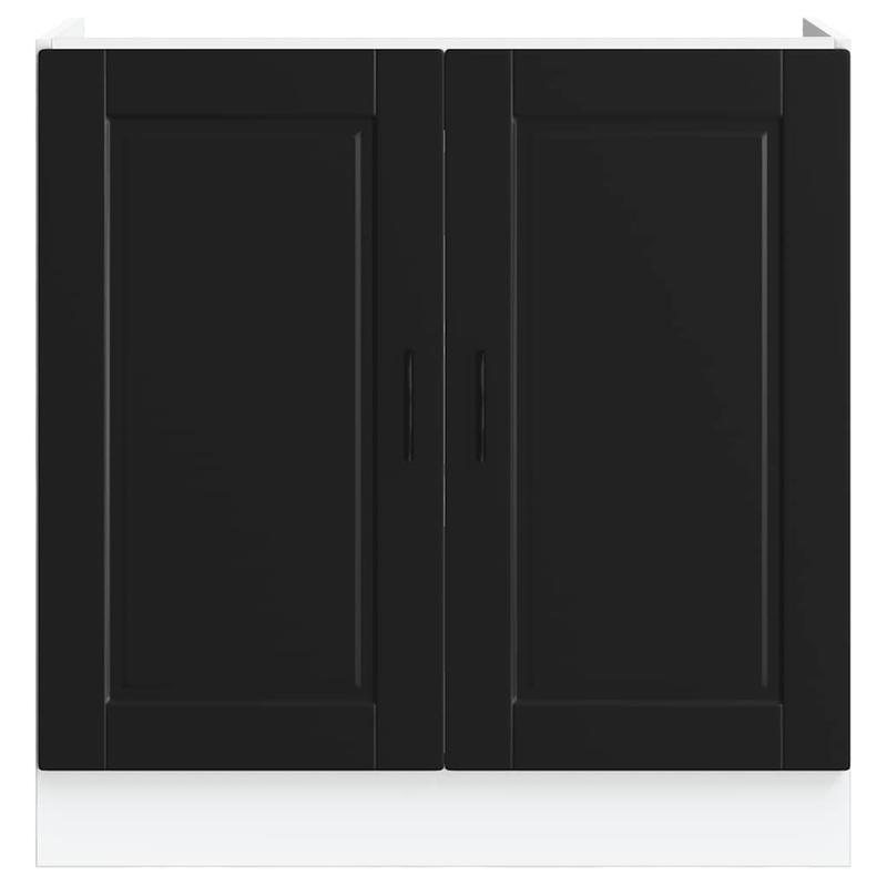 Keukenkast – Keukenopslag – Kasten – Keukenkastje – Keukenkast Met Deuren – Zwart-Wit Design – Hardhouten Constructie – Compact 80x46x81,5 cm