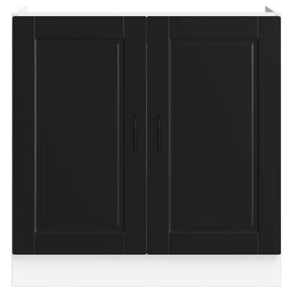 Keukenkast – Keukenopslag – Kasten – Keukenkastje – Keukenkast Met Deuren – Zwart-Wit Design – Hardhouten Constructie – Compact 80x46x81,5 cm