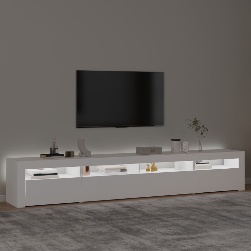Tv Meubel – Tv Kast – Tv Meubels – Media Meubel – Dressoir – Modern Design – RGB LED Verlichting – 240x35x40 cm – Wit – Hoogwaardig Bewerkt Hout