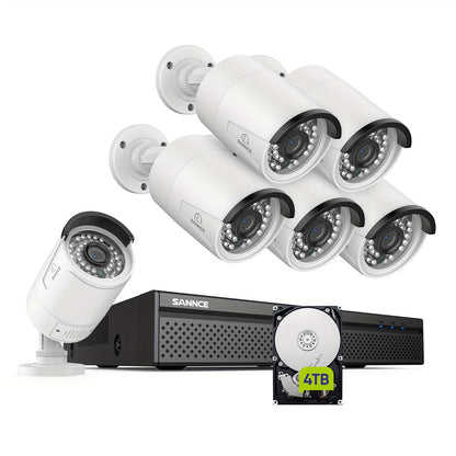 Bewakingscamera Set – Security Camera – Surveillance Camera – CCTV Camera – IP Camera – 6 x 3MP PoE Bullet Cameras – 8-Kanaals 4TB NVR Recorder – Twee-Weg Audio & Personendetectie