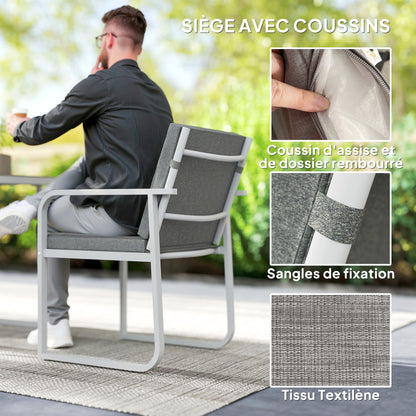 Tuinset – Tuinmeubelset – Bistroset – Balkonset – Loungeset – 2-Persoons Met Wasbare Kussens – Gepoedercoat Staal Frame 108x60x72 cm – Grijs