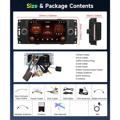 Android 15 Inch Multimediasysteem – Autoradio – Car Stereo – Touchscreen Radio – Multimedia Radio – 2GB+64GB Geheugen – Draadloze CarPlay & Android Auto – 15,75 cm HD Scherm – Inclusief Microfoon