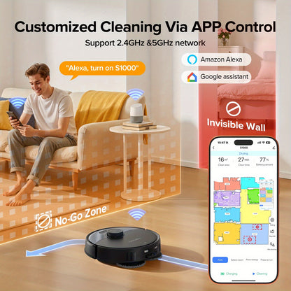 Robotstofzuiger – Robotstofzuiger met dweilfunctie – Dweilrobot – Robotstofzuiger voor huisdieren – Automatische reiniger – 20.000 Pa Zuigkracht – Automatisch legen en dweil wassen