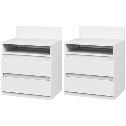 Nachtkastje – Nachtkastjes – Bedkastje – Slaapkamerkastje – Wit – 2-delige Set – Modern Design – Lade en Open Plank – Compact Formaat