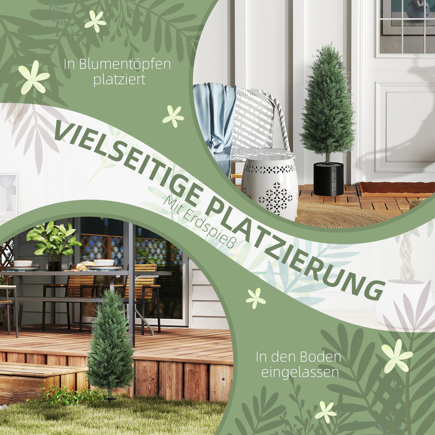 Kunstcypress – Kunstboom – Nepplant – Decoratieplant – Groene Kunstplant – Set Van 2 – 831 Bladeren Per Plant – Onderhoudsvrij & Natuurlijk Uitziend