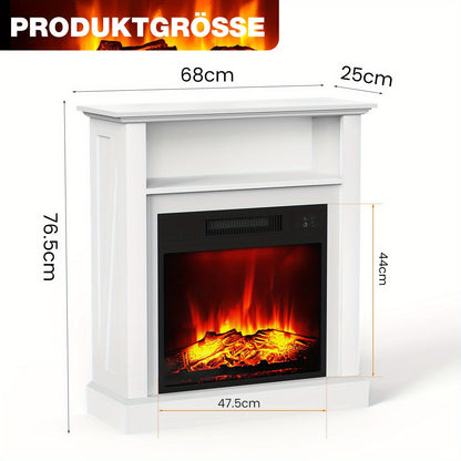 Elektrische Haard – Vrijstaande Haard – Sfeerverwarmer – Vuurtafel – Haardmantel Wit – Realistische 3D Vlammen – Verwarming 2000W Met Timer & Oververhittingsbeveiliging