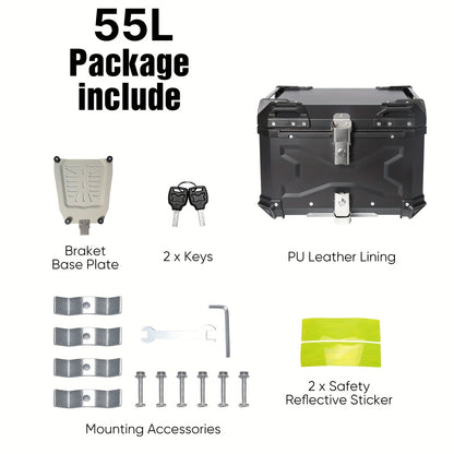 Motorkoffer – Topkoffer – Helmkoffer – Motor Bagagekoffer – Motor Koffer – 55 Liter Inhoud – Aluminium Legering