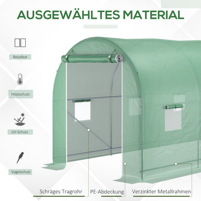Kasje – Kasje – Tuinkas – Broeikas – Volkstuin Kas – Extra Ruim 445x190x200 cm – Waterafstotende Folie Met Ventilatie Mesh
