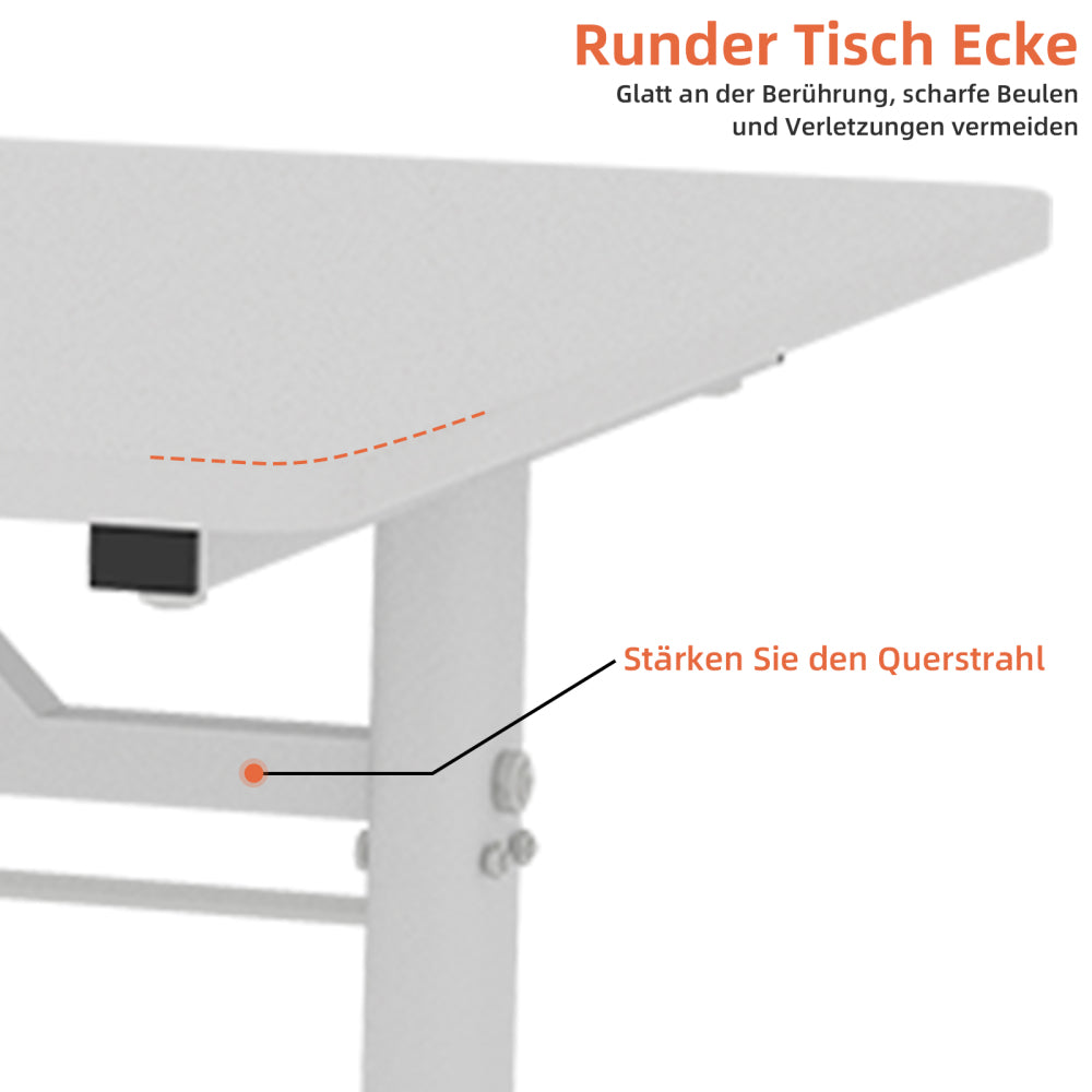 Verstelbaar Bureau – Sta Bureau – Werktafel – Studie Tafel – Compact Bureau – Zwaar Belastbaar – Ruimtebesparend Design – Wit – Eenvoudige Montage