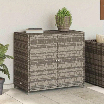 Opbergkast Buiten – Tuinkast – Tuinbox – Tuinkastje – Buitenberging – Grote Ruimte 83x45x76 cm – Duurzaam PE-Rattan Met Stalen Frame