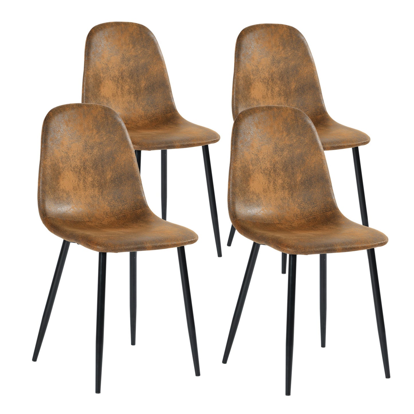 Bureaustoel – Werkstoel – Desk Chair – Office Chair – Vergaderstoel – Suède Bekleding – Ergonomische Rugleuning – Bruin – 45x54,5x86 cm – Metalen Frame – Set Van 4