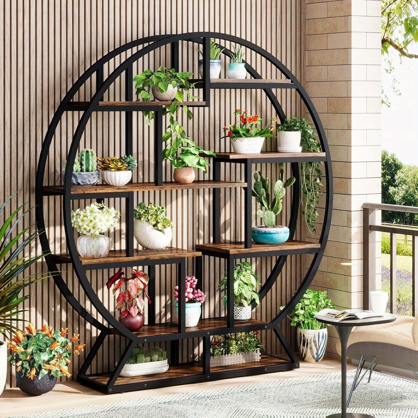 Boekenkast – Boekplank – Boekenrek – Open Kast – Opbergkast – Rustic Brown – Ruimtebesparend Verticaal Design – Stevig Houten Frame Met Metalen Steunen