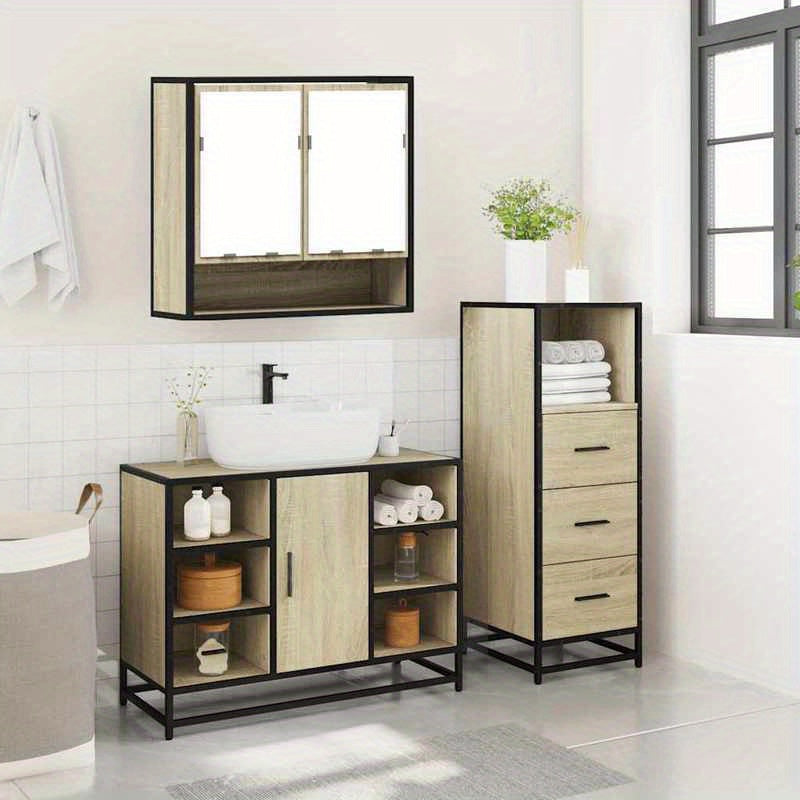 Badkamermeubelset – Badkamermeubels – Badkamerkast – Badkamermeubel – Meubelset – Sonoma Eiken – Duurzaam Hout – Compact Ontwerp
