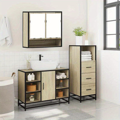 Badkamermeubelset – Badkamermeubels – Badkamerkast – Badkamermeubel – Meubelset – Sonoma Eiken – Duurzaam Hout – Compact Ontwerp