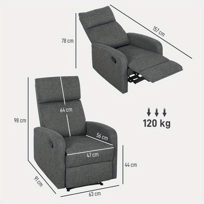 Relaxstoel – Fauteuil – Loungestoel – Draaifauteuil – Schommelstoel – Verstelbaar 90°-180° – Ergonomisch Met Houten Frame & Grijze Stof