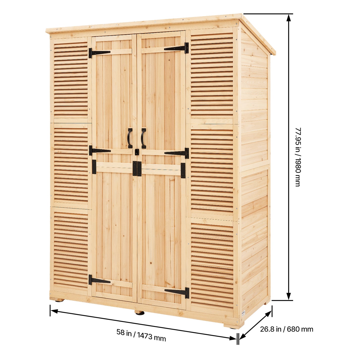 Houten Tuinkast – Buitenberging – Tuinberging – Tuinkast Opbergkast – Cederhout – Weerbestendig Dak – Grote Opbergruimte 147x198 cm