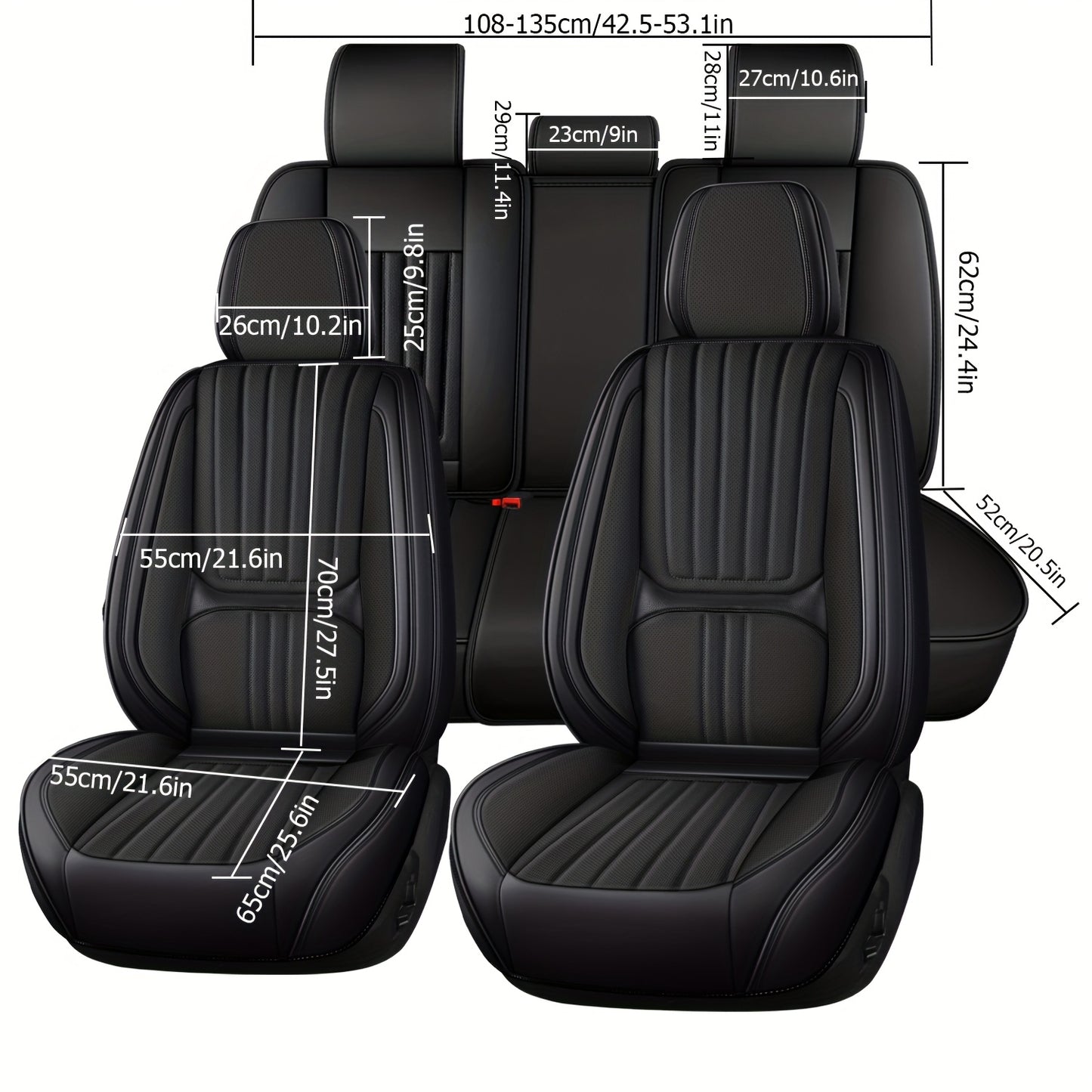 Autostoelhoes – Stoelhoes Auto – Stoelbeschermer – Auto Bekleding – Universele Autostoelhoezen – Nappa Leer – Ademend Comfort – Volledige Voorstoelen + Halve Achterbank