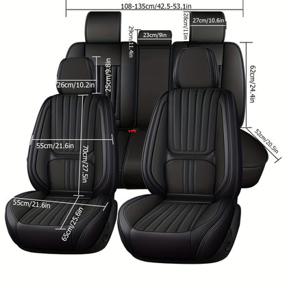 Autostoelhoes – Stoelhoes Auto – Stoelbeschermer – Auto Bekleding – Universele Autostoelhoezen – Nappa Leer – Ademend Comfort – Volledige Voorstoelen + Halve Achterbank