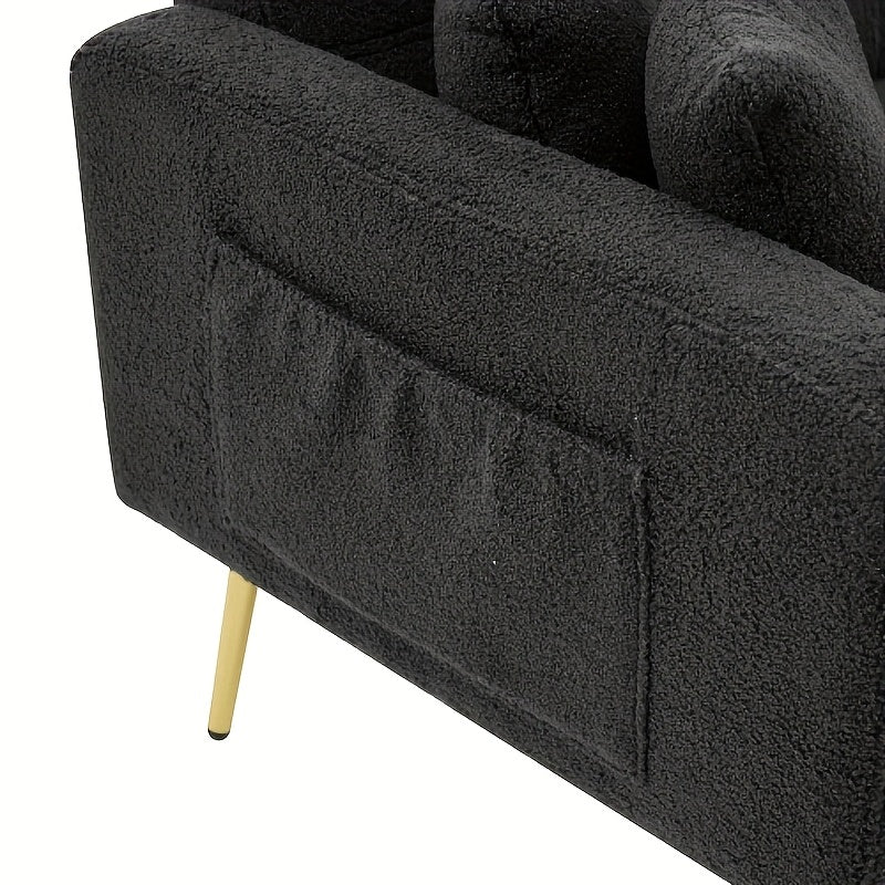 Slaapbank – Bedbank – Schlafsofa – Sofa Bed – Bedbank Met Verstelbare Rugleuning – Ruimtebesparend Design – Zwarte Stof – Gouden Poten – Opbergruimte Onder Zitting – Comfortabele Katoenen Vulling