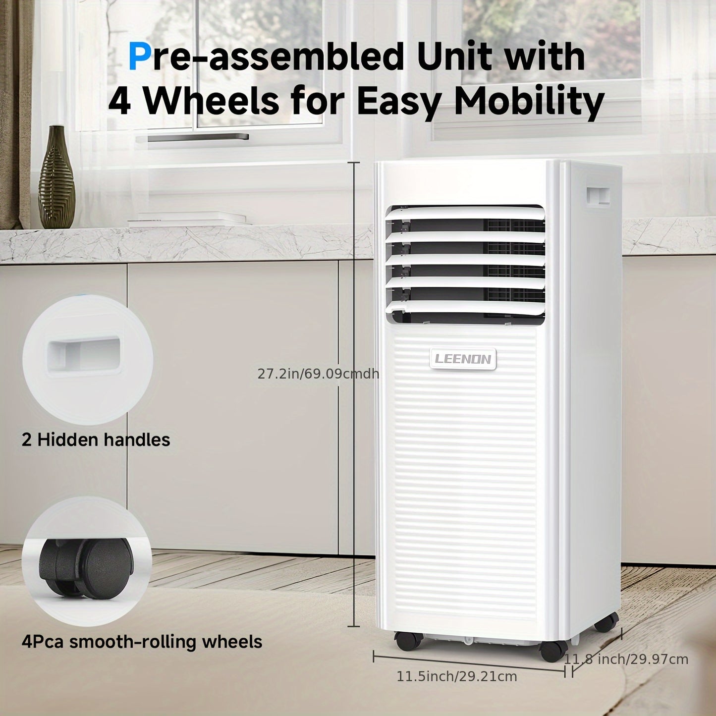 Draagbare Airco – Mobiele Airconditioner – Ontvochtiger – Ventilator – 9000 BTU – Energiezuinig – Compact