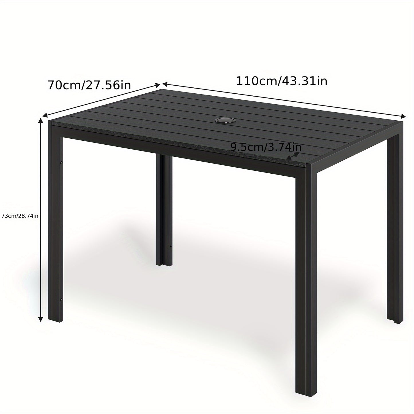 Tuinset Tafel – Tuinmeubel – Terrastafel – Balkonset – Buitenmeubel – Aluminium Frame – WPC Blad – Parasolgat – 110x70 cm – Lichtgewicht