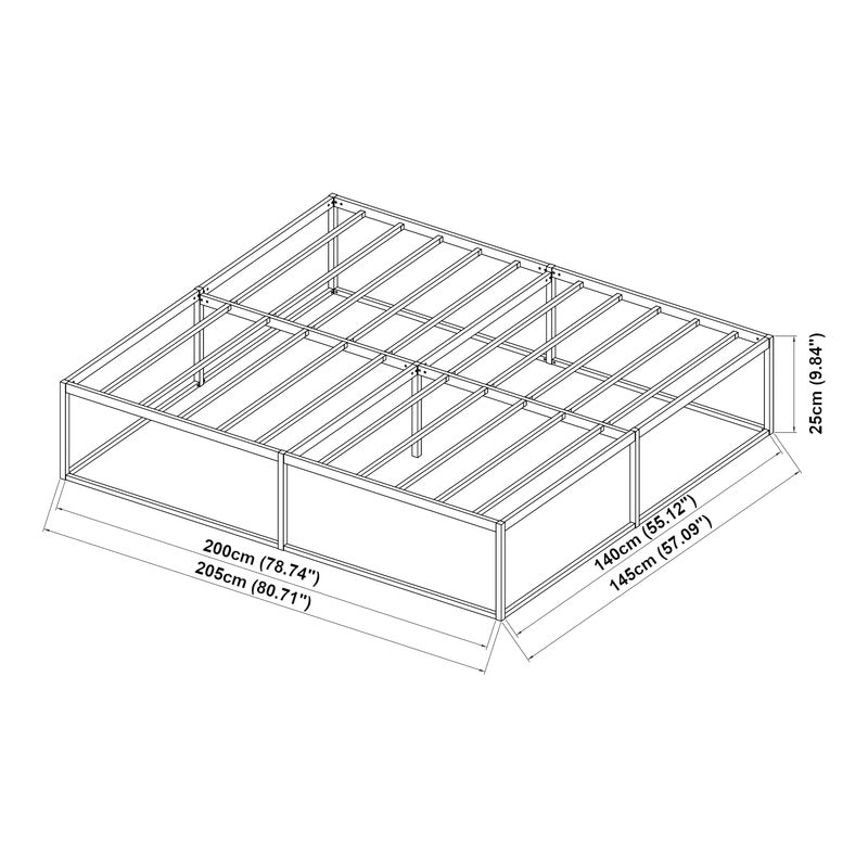 Ledikant – Metalen Bed – Bedframe – Bed Met Matras – Stalen Bed – Zwart – 160x200 cm – Stevig Stalen Frame – Ademend Kaltschuimmatras