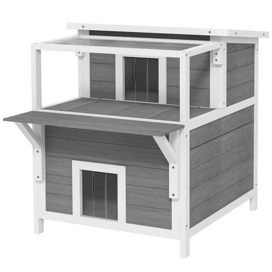 Kattenhuis – Kattenverblijf – Kattenhuisje – Kattenhok – Kattencondo – 2 Verdiepingen Met Balkon – Weerbestendig En Duurzaam – Ruim Ontwerp Voor Grote Katten
