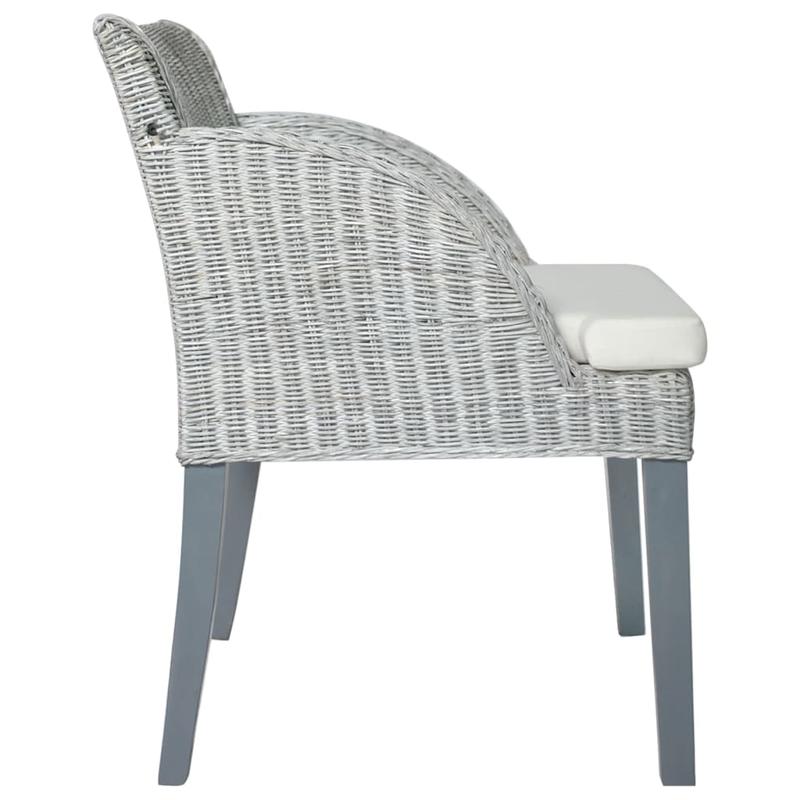 2pcs Modern Gray Rattan Dining Chairs with Cushioned Seats - Sturdy Hardwood Frame & Wipeable Fabric, Solid Back Support - Indoor/Outdoor Use for Kitchen, Patio, Dining Room - Easy-Clean Contemporary Design (No Batteries/Elec