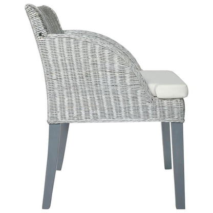 2pcs Modern Gray Rattan Dining Chairs with Cushioned Seats - Sturdy Hardwood Frame & Wipeable Fabric, Solid Back Support - Indoor/Outdoor Use for Kitchen, Patio, Dining Room - Easy-Clean Contemporary Design (No Batteries/Elec