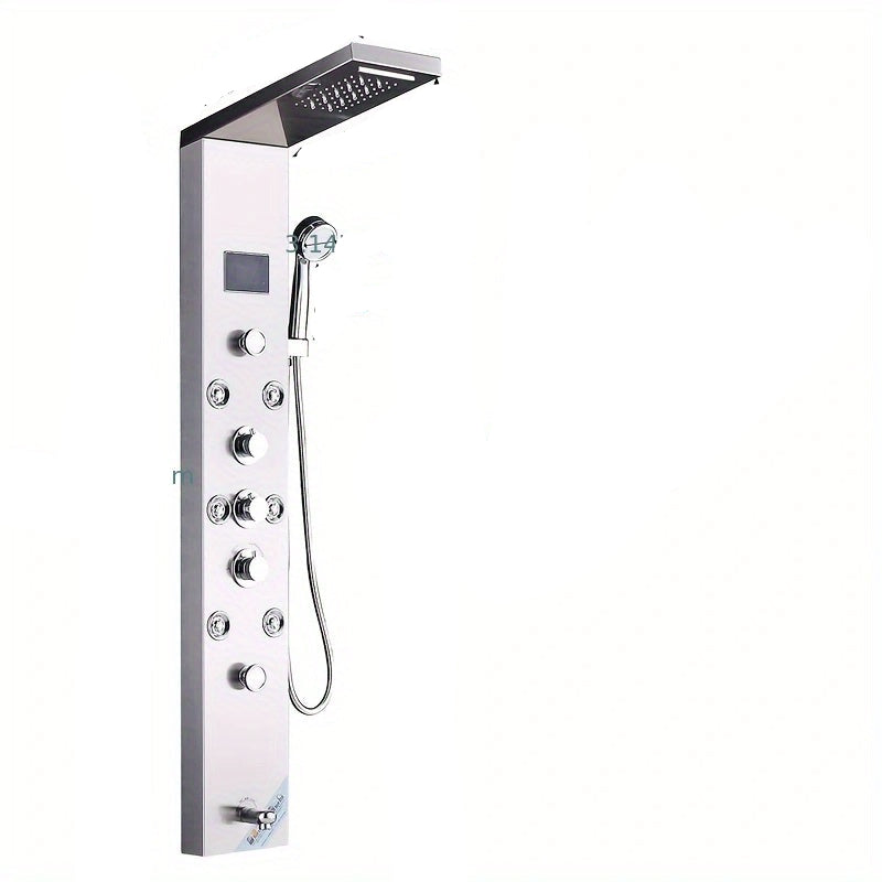 Douchepaneel – Douchetoren – Regendouche – Handdouche – Massagejets – RVS Geborsteld Nikkel – 6 Functies – Eenvoudige Montage