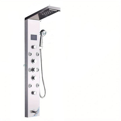 Douchepaneel – Douchetoren – Regendouche – Handdouche – Massagejets – RVS Geborsteld Nikkel – 6 Functies – Eenvoudige Montage