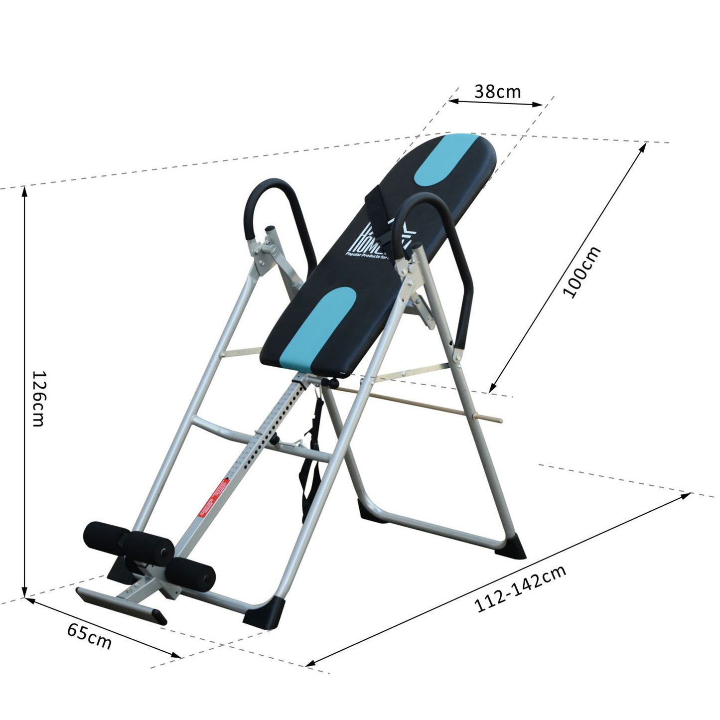 Inversietafel – Omgekeerde Tafel – Rugoefening Tafel – Dekcompressie Bank – Stretching Apparatuur – Verstelbaar 147-198 cm – Inklapbaar Met Veiligheidsriem – Zwart met Zilverkleurige Accenten
