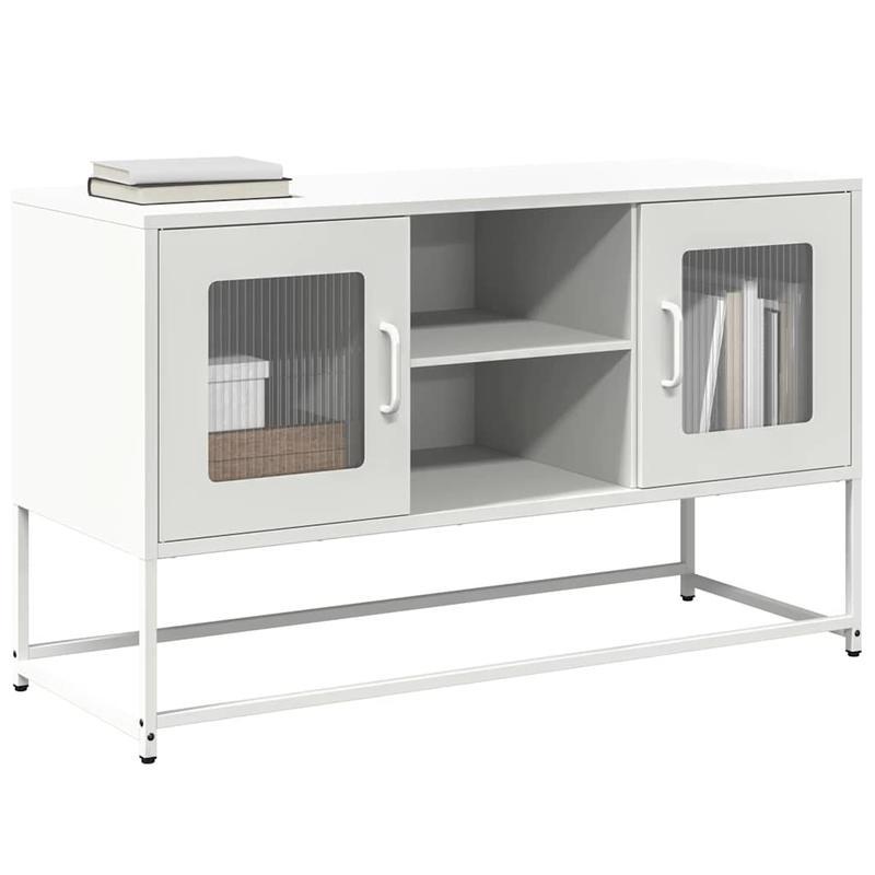 Mobile TV White 100.5x39x60.5 cm in Steel Practical Removable