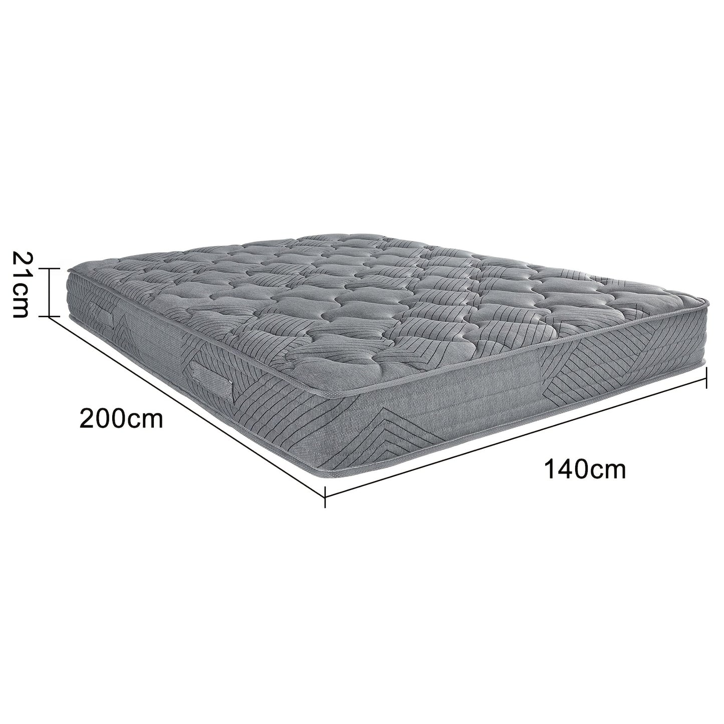 Matras – Pocketveringmatras – Tweepersoonsmatras – Binnenveringsmatras – 7-zones matras – Medium-Firm H3 – 140x200 cm – 21 cm Hoogte – Memory Foam Toplaag – Ademend Polyester Hoes