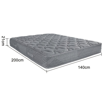 Matras – Pocketveringmatras – Tweepersoonsmatras – Binnenveringsmatras – 7-zones matras – Medium-Firm H3 – 140x200 cm – 21 cm Hoogte – Memory Foam Toplaag – Ademend Polyester Hoes