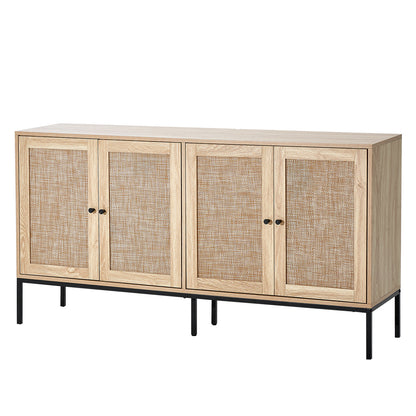 Rattan Opbergkast – Opbergmeubel – Kast – Sideboard – Buffetkast – 150 cm Breed – Handgevlochten Rattan – Verstelbare Planken