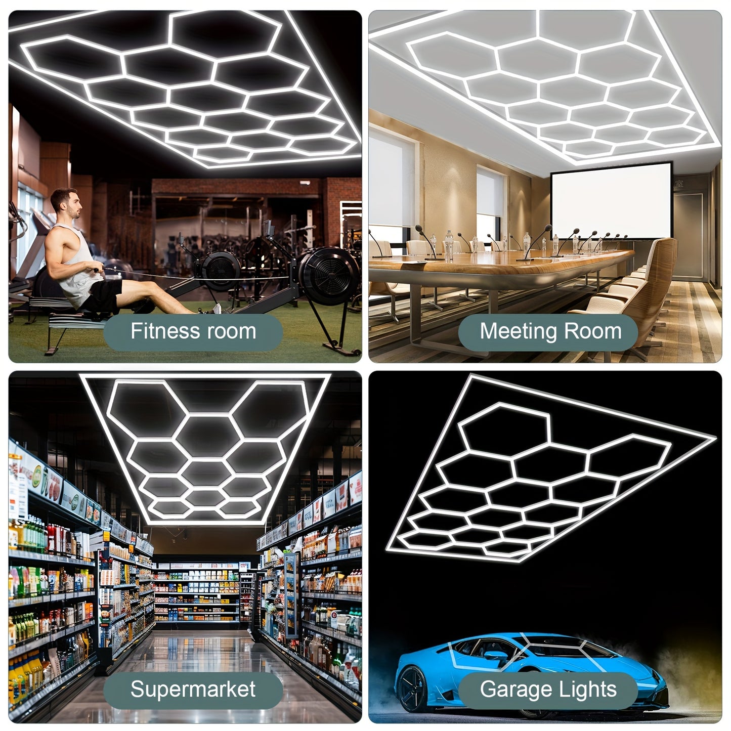 Garagelamp – LED Garageverlichting – Werkplaatslamp – Kelderverlichting – Hobbylamp – 712W Hoog Vermogen – 168000 Lumen Hexagonale Lichtpanelen