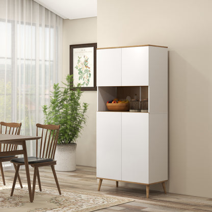 Keukenkast – Keukenkastje – Opbergkast – Magnetronkast – Buffetkast – Wit – 80x40x178 cm – Verstelbare Planken – Anti-Kantelbeveiliging