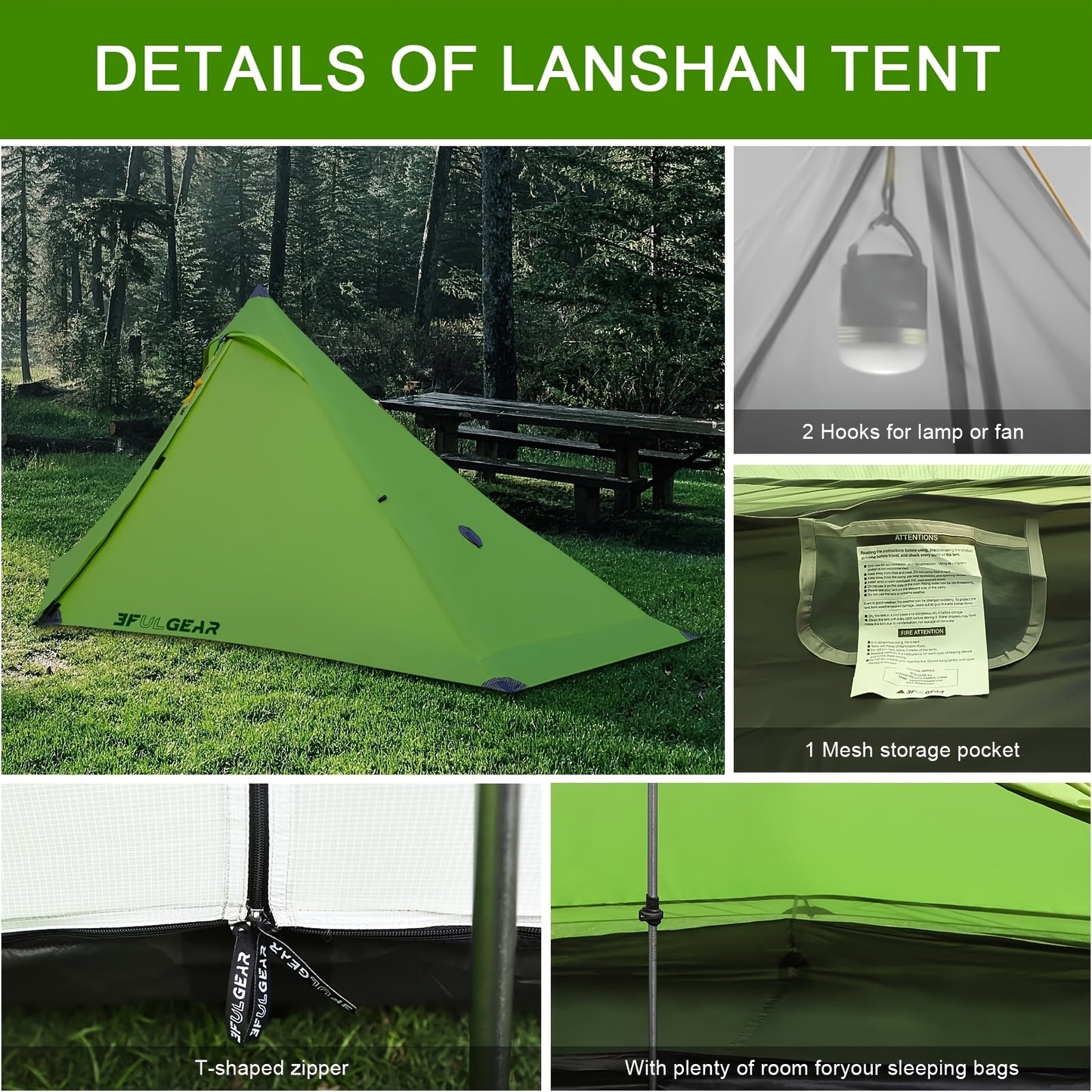 Trekkingtent – Trekkerstent – Koepeltent – Lichtgewicht Tent – Ultralichte 1-Persoonstent – 20D Nylon – Compact & Ventilerend