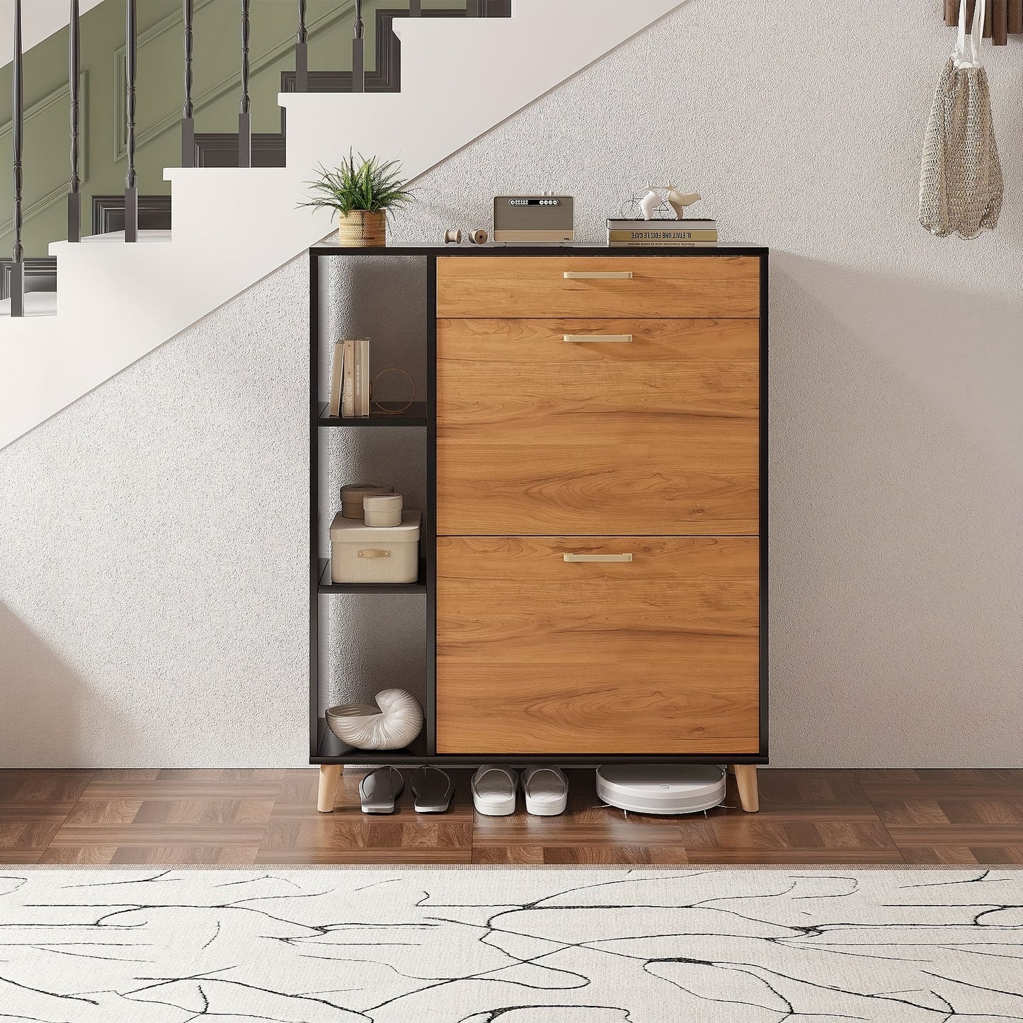 Bijzettafels – Koffietafel – Salontafel – Tafeltje – Woonkamertafel – Zwart – Set Van 2 Ronde Tafels – Marmerfineer Blad – Goudkleurig Metalen Frame